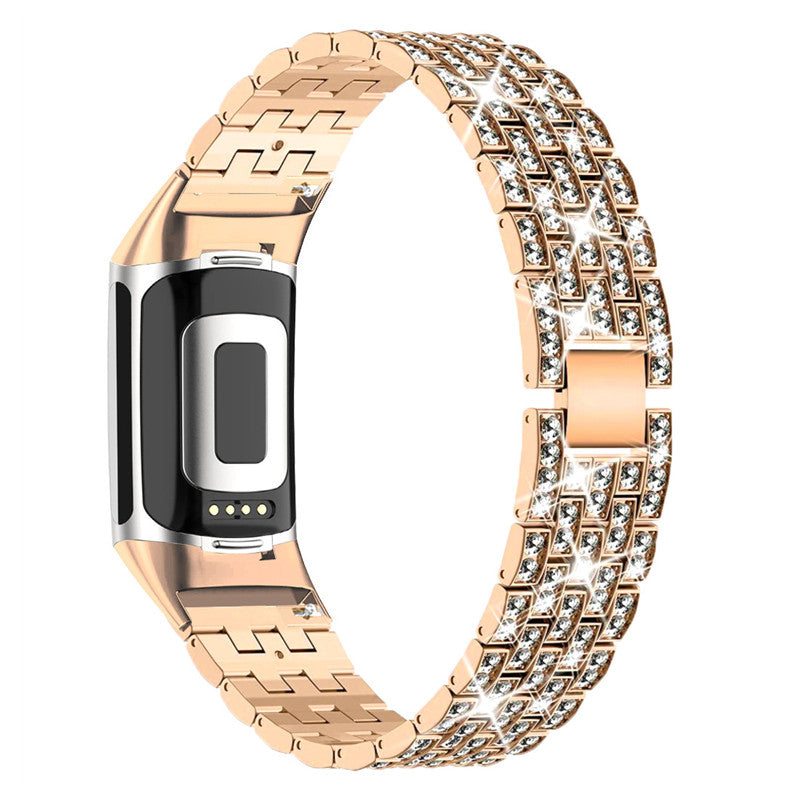 For Fitbit Charge 6 5 Shiny Rhinestones Decor Metal Strap Replacement Smart Watch Band For Fitbit Charge 6 5 Shiny Rhinestones Decor Metal Strap Replacement Smart Watch Band